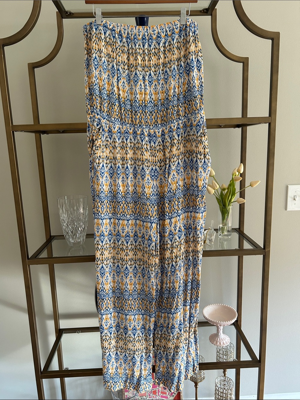 Scoop NYC Blue and Yellow Ikat Jumpsuit